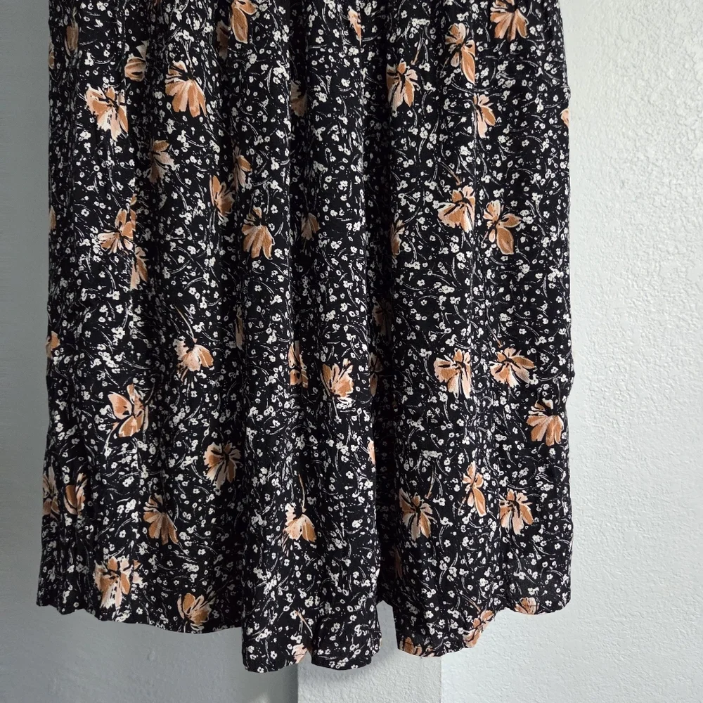 Chelsea28 Black and Orange Floral A-Line Skirt - Picture 4 of 7